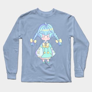 Blue And Yellow Chibi Girl, No Background Long Sleeve T-Shirt